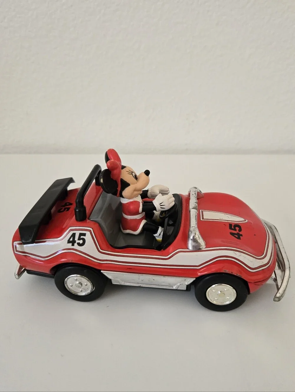 Disney Minnie Mouse Vintage Car #45 Pull Back & Go Red Convertible Toy Race Car